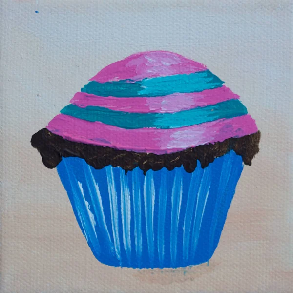 Cupcake Com Fundo Azul — Fotografia de Stock