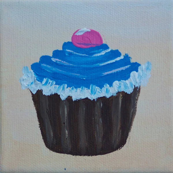Cupcake Com Fundo Azul — Fotografia de Stock
