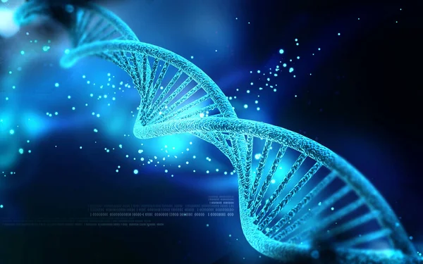 Digitale Illustration Dna Struktur Farbigen Hintergrund — Stockfoto