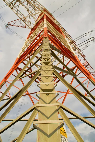 New Power Masts Tracks Grid Expansion Energy Supply Succeed — Stock Photo, Image