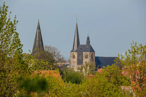 Slott Kollegium Kyrka Welterbestadt Quedlinburg — Stockfoto
