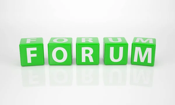 Word Forum Out Green Letter Dices — Stock fotografie