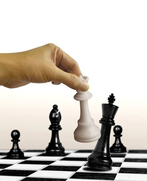 Queen Checkmate King White — Stock Photo, Image
