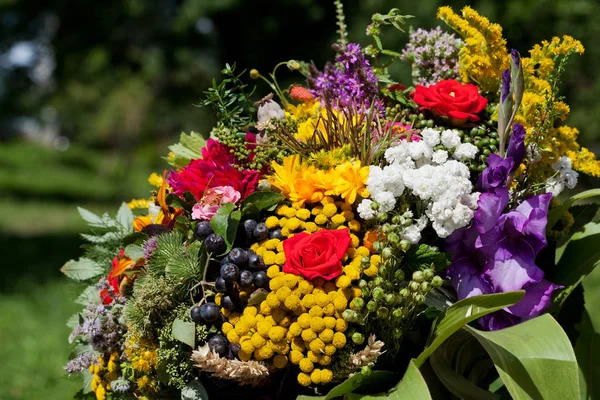 Beautiful Bouquets Flowers Herbs — Stock Photo, Image