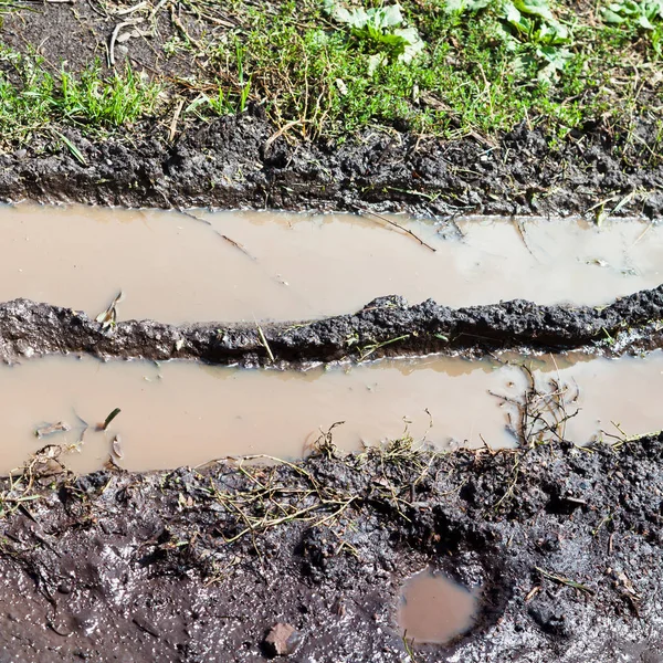雨后的夏天 乡间泥泞的水坑 — 图库照片