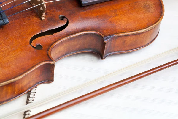 Violin Bout Bow Music Book Close — Stock Photo, Image
