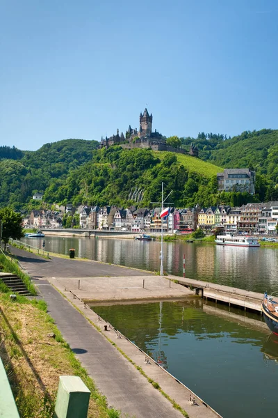 View Castle Town Cochem Moselle Left Bank Germany — стоковое фото