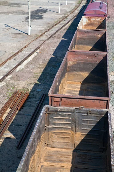 Demiryolunda Boş Yük Vagonları — Stok fotoğraf