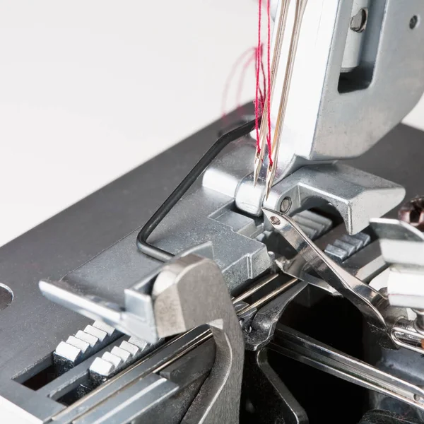 Needles Thread Overstitching Machine Closeup — Stock Photo, Image
