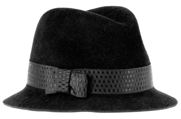 Sombrero Fedora Hombre Fieltro Negro Aislado Sobre Blanco — Foto de Stock