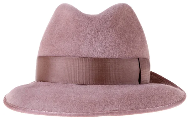 Marrón Fieltro Sombrero Hombre Fedora Aislado Blanco —  Fotos de Stock