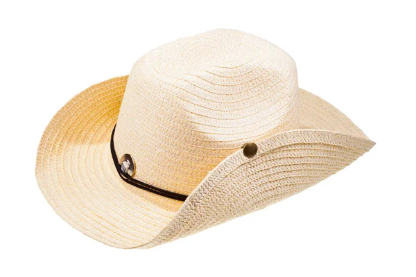 Cappello Cowboy Paglia Isolato Sfondo Bianco — Foto Stock