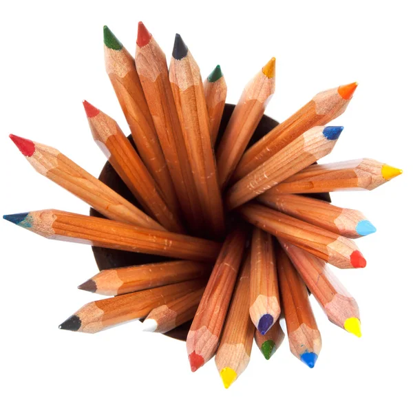 Many Wooden Colored Pencils White Background — Stock Photo, Image