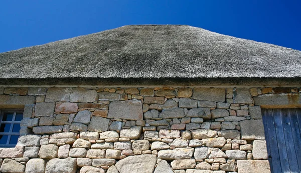 Halmtak Gamla Bretonska Huset Ile Brehat Bretagne Frankrike — Stockfoto