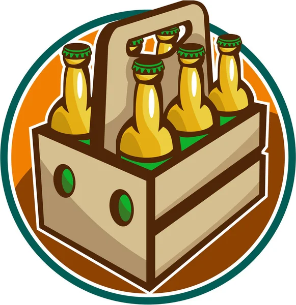 Ilustración Una Caja Cajones Cerveza Dentro Del Círculo Hecho Estilo — Foto de Stock