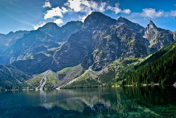 Morze Oko Tatra Jezioro Las Skały — Zdjęcie stockowe