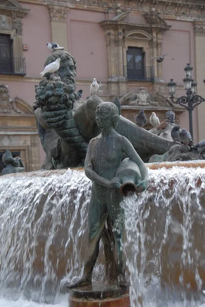 Valencia Fontana Nettuno Spagna — Foto Stock