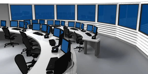 Surveillance Control Center Several Monitors Screens — Stock Photo, Image