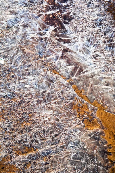 Кристали Льоду Над Замерзлою Землею Навесні — стокове фото