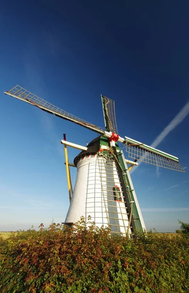 Schilderachtig Uitzicht Landschap Met Windmolengebouw — Stockfoto