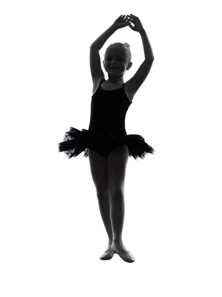 Malá Holka Baletka Tančící Tanečnice Siluetě Bílém Pozadí — Stock fotografie