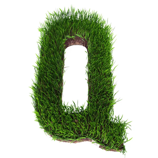 草の中の大文字のQの3Dレンダリング — ストック写真