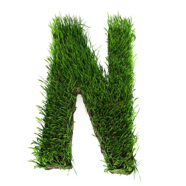 草の中の大文字Nの3Dレンダリング — ストック写真