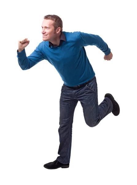 Hombre Corriendo Aislado Sobre Fondo Blanco — Foto de Stock