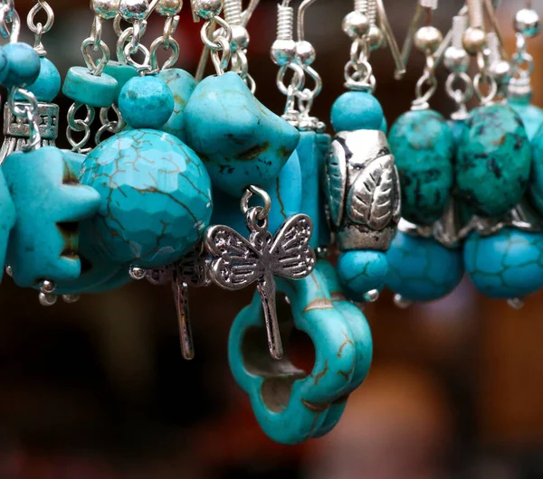 Turquoise Stone Silver Jewellery Pendants — Stock Photo, Image