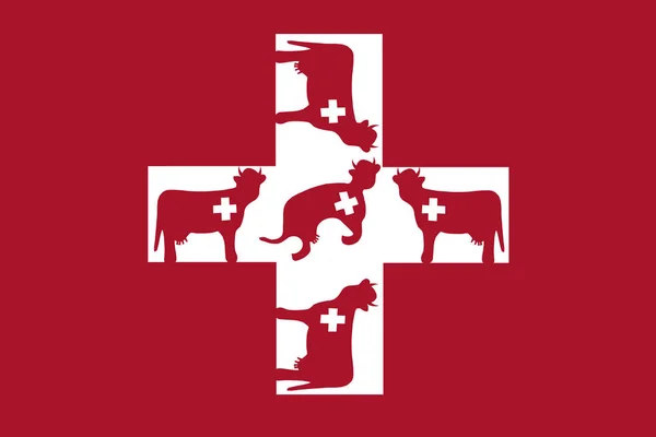 Švýcarský Kříž Krávami — Stock fotografie