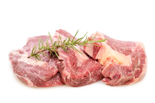 Entrecote Rauw Rundvlees Witte Achtergrond — Stockfoto