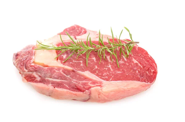 Entrecote Rauw Rundvlees Witte Achtergrond — Stockfoto