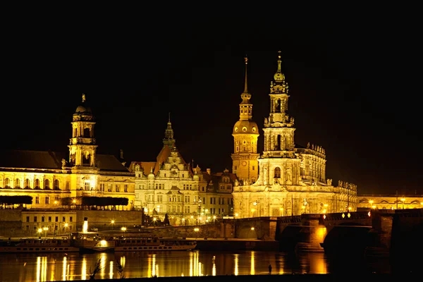 Elbufer Dresden Night — Stock Photo, Image