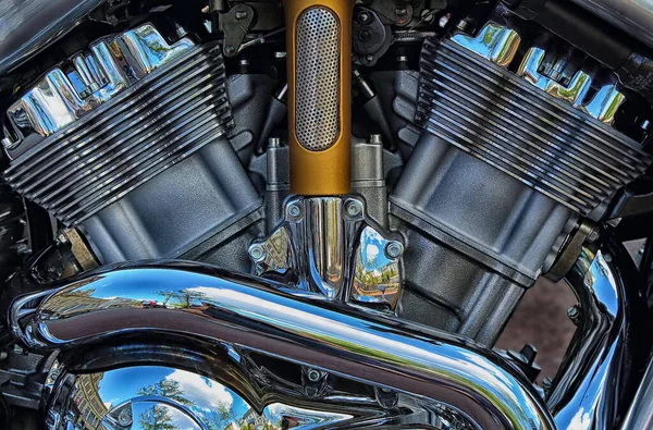 Крупним Планом Двигун Мотоцикла — стокове фото