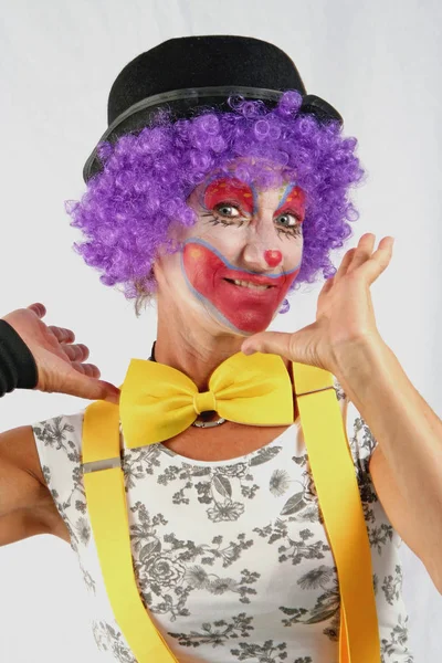 Retrato Payaso Circo Con Maquillaje — Foto de Stock