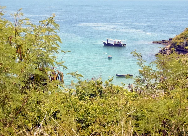 Barcos Rafts Mar Brasil Com Flora Cercada — Fotografia de Stock