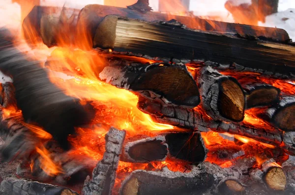 Gros Plan Grand Feu Joie Rugissant — Photo