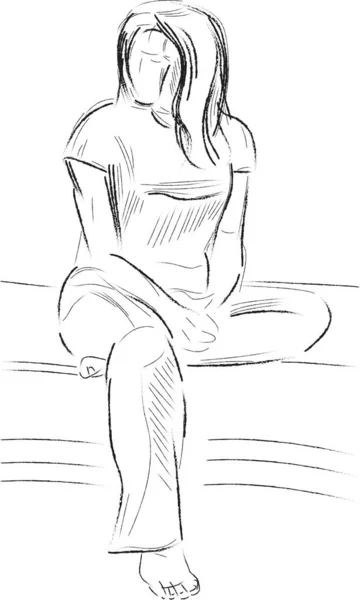 Sketch of sitting young woman