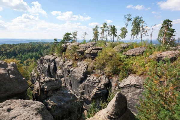 Vista Belas Formações Rochosas Nas Montanhas Arenito Elba — Fotografia de Stock