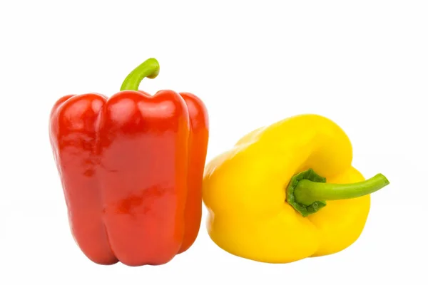 One Red One Yellow Paprika Isolated — Stock Photo, Image