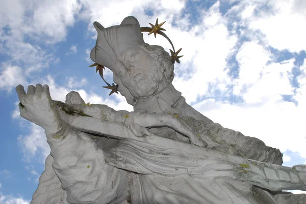 Santo Nepomuk Puente Santo Halo Cruz Patrón Santo Puente — Foto de Stock