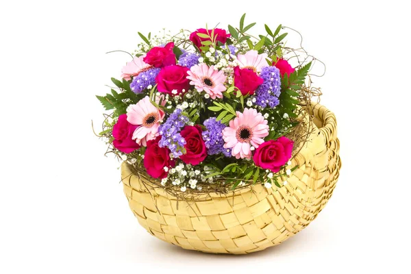 Bunte Blumen Korb — Stockfoto