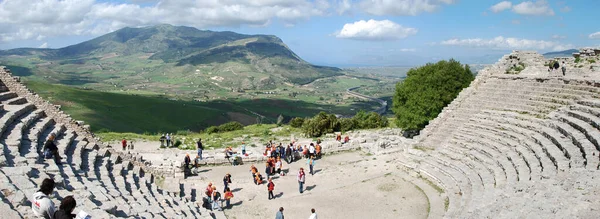 Greek Theater Segesta Monte Barbaro Overlooking Castellammare Del Golfo Sicily — Stock Photo, Image