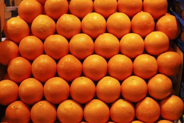 Portakalların Kapalı Pazarda Satışı Boqueria Barselona Katalonya Spanya — Stok fotoğraf