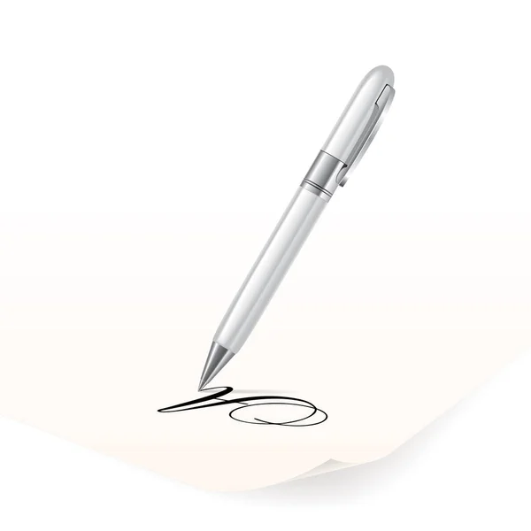 Vector Image White Pen Writing Paper — Stock Photo, Image