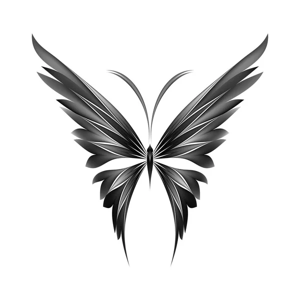Wektor Czarny Biały Ilustracja Ikony Prostu Motyl — Zdjęcie stockowe
