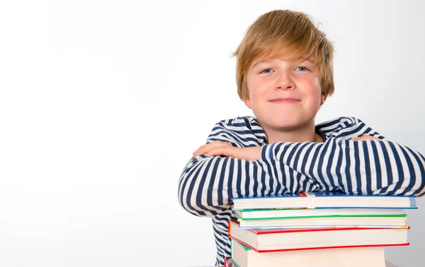 Junge Mit Seinen Büchern — Stockfoto