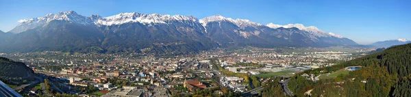 Panorama Miasta Innsbruck Górami Łańcucha Północnego Tyrol Austria — Zdjęcie stockowe