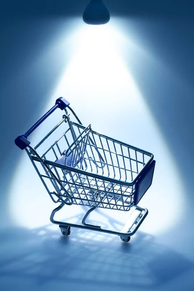 Ray Light Comes Lit Shopping Cart — Φωτογραφία Αρχείου