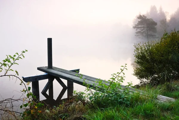 Morgen See Mit Steg — Stockfoto